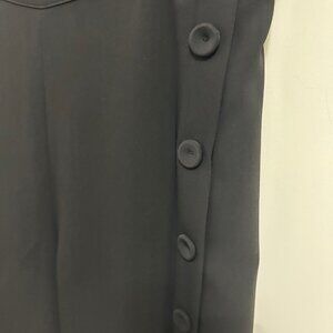 C526-S25 Black Loose Fit Pant with Buttons up Left Side by TRICOTTO